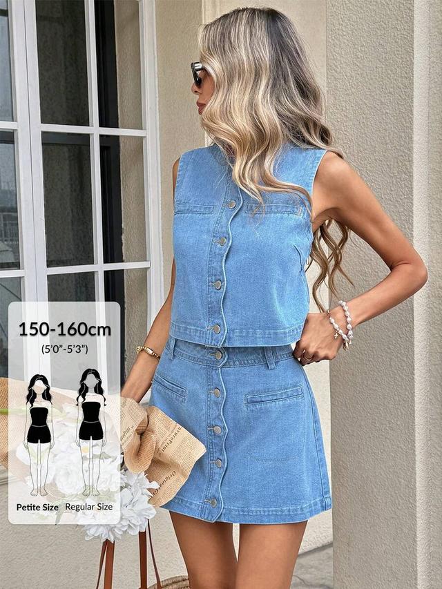 light wash denim button-up coord set