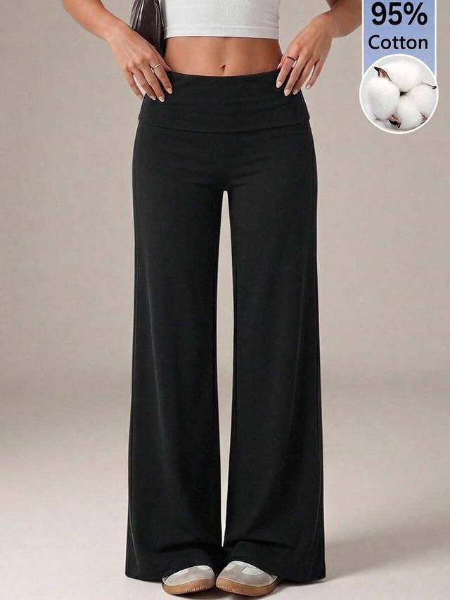 black high waist wide leg casual lounge pants