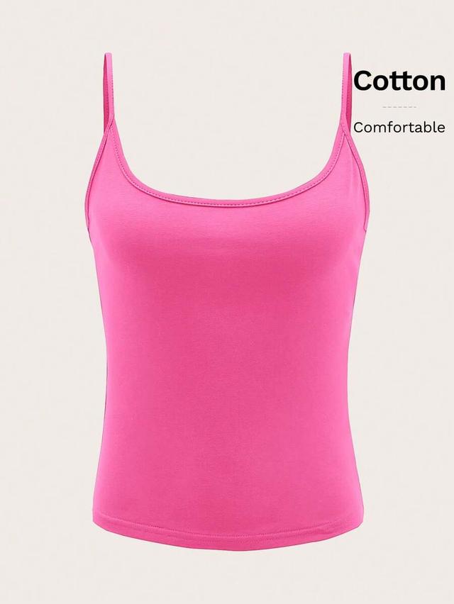 pink solid color casual versatile camisole