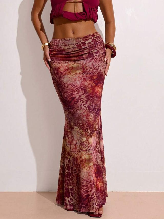 floral print y2k maxi skirt