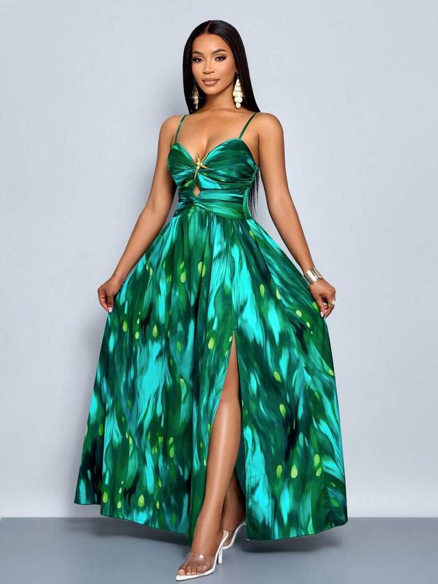 tropical print backless cami beach dress with starfish