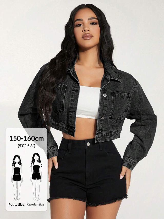 black washed denim cropped jacket