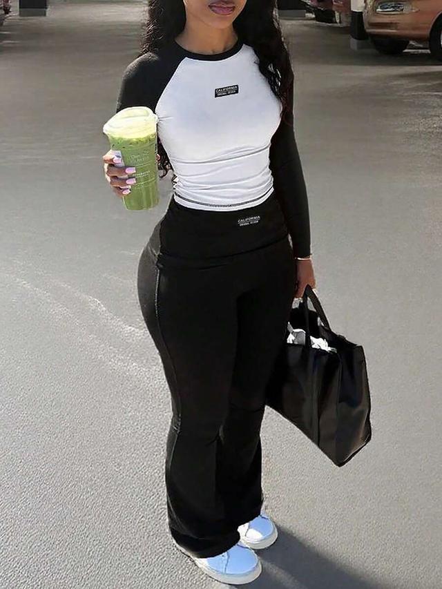 women's black casual sports flared trousers
