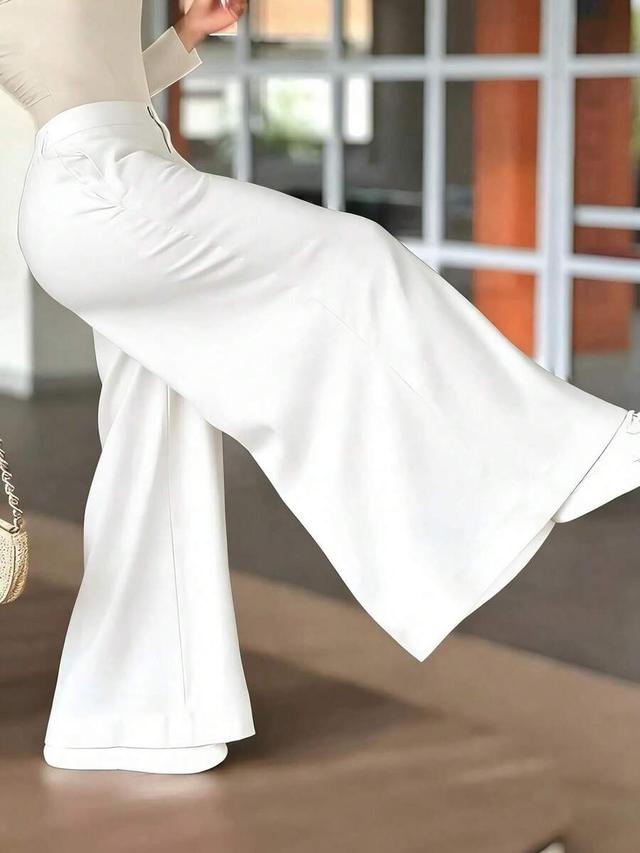 women's premium white loose wide leg trousers