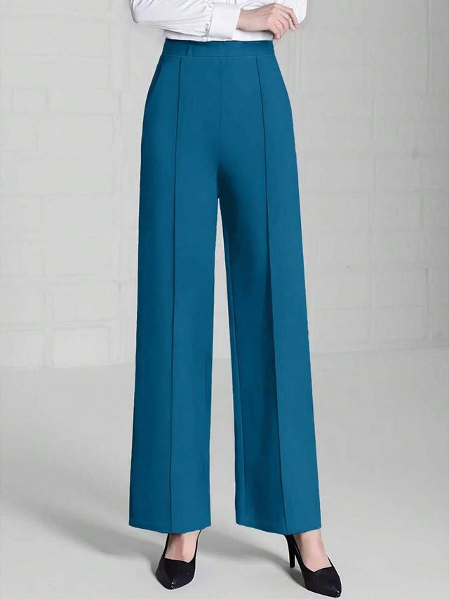 women's loose high waist casual teal trousers