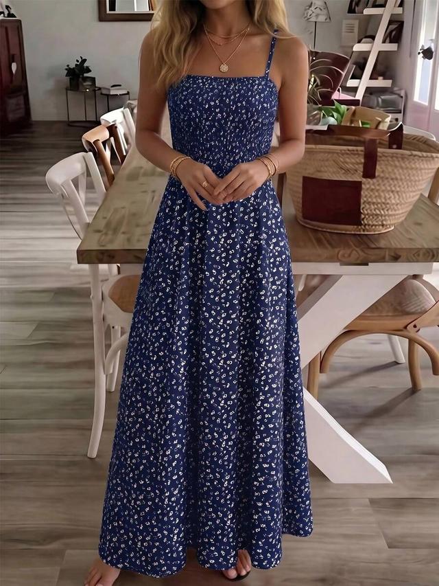summer all-over ditsy floral ruched waist flare dress