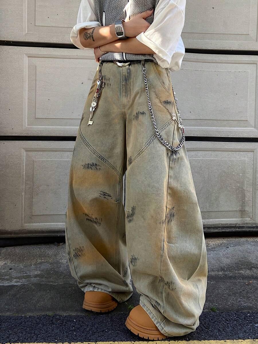 vintage american design distressed patchwork flared leg jeans