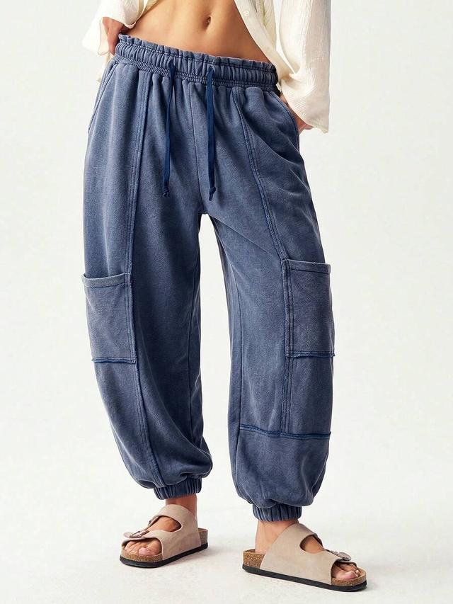 bohemela women's casual solid color knit drawstring sweatpants