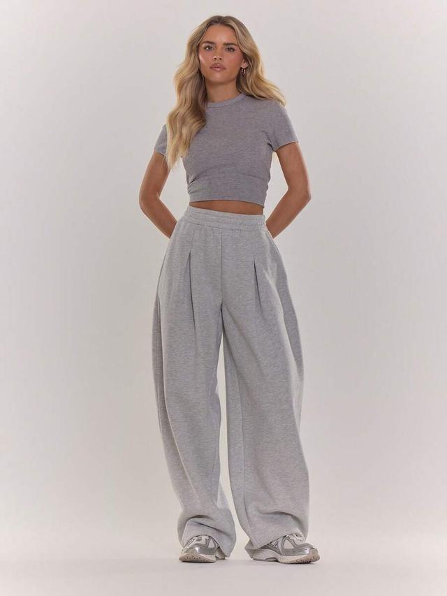 grey pleat detail balloon elasticated waist joggers