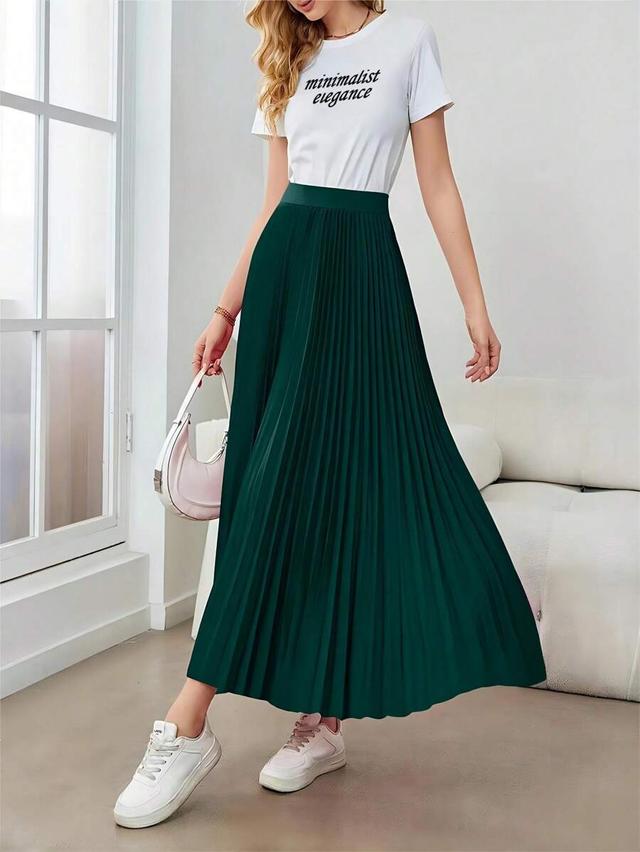 women's minimalist elegant versatile pleated a-line skirt casual spring