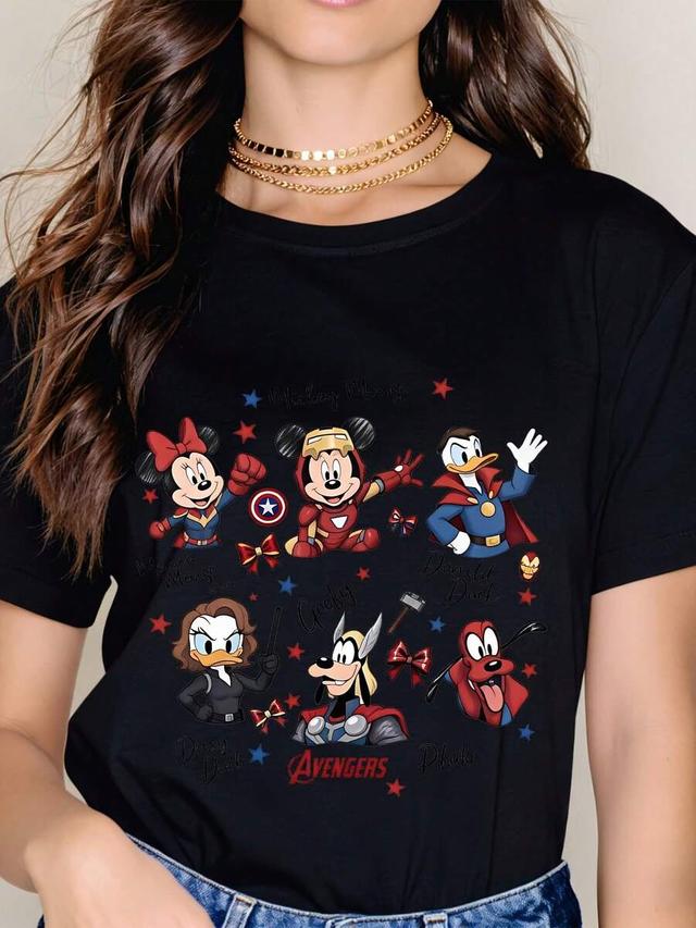 disney marvel graphic print black cotton t-shirt