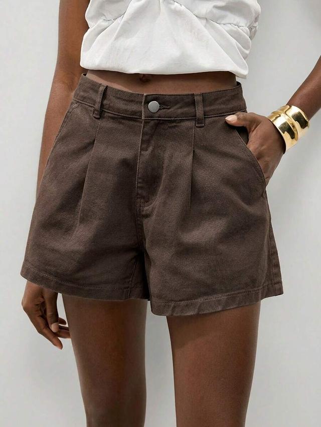 maija women's loose brown denim shorts