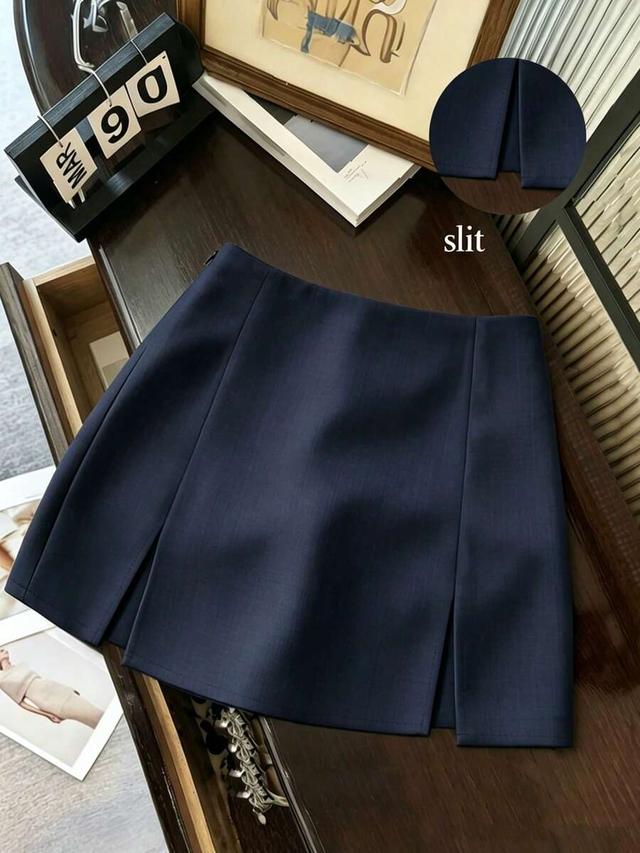 navy high waist a-line mini skirt