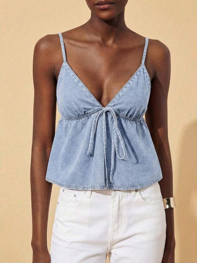 light blue denim camisole top