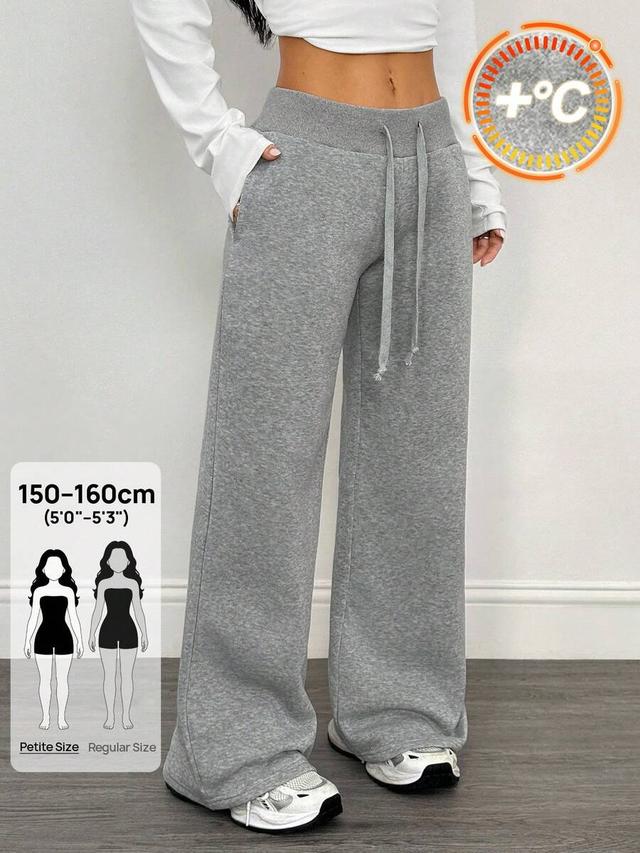 grey fleece lined wide leg lounge sweatpants