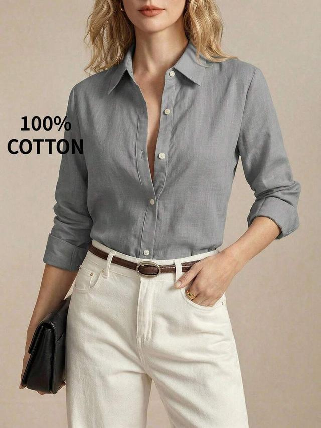 grey cotton button down shirt
