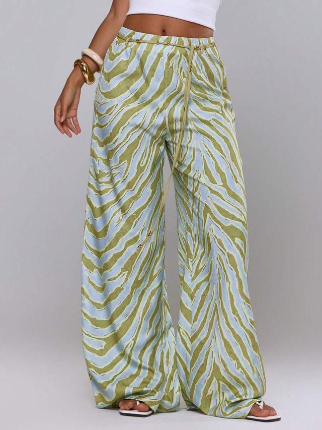 printed baggy beach trousers with beaded belt detail