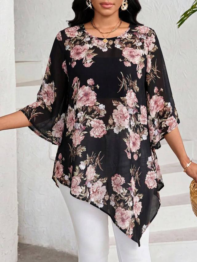 floral print loose elegant autumn blouse
