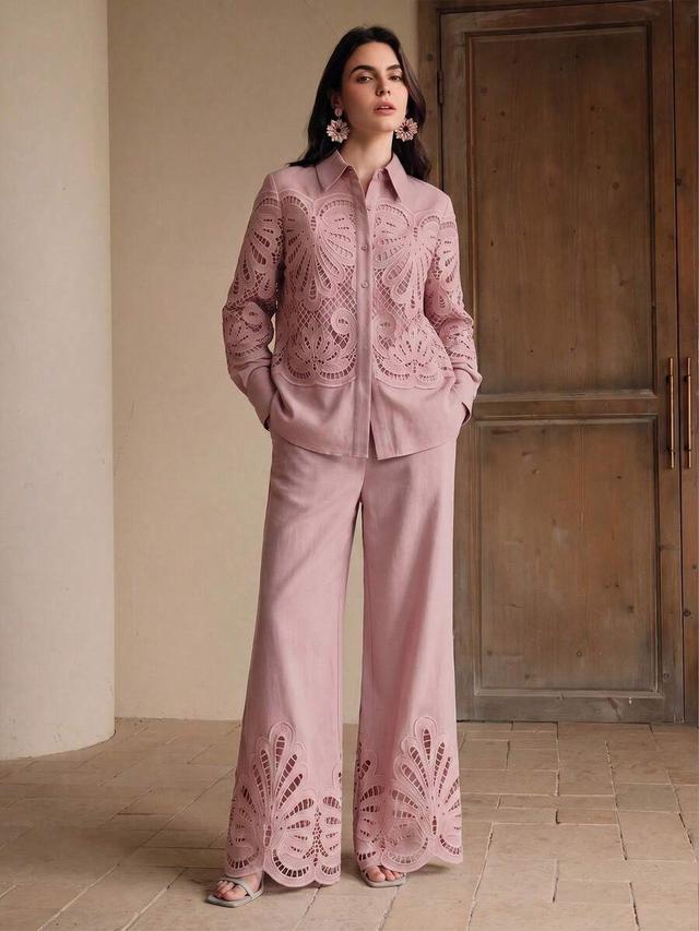 dusty pink lace patchwork two piece set