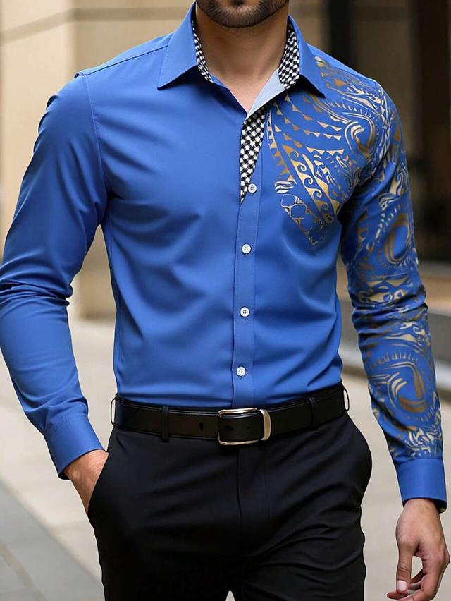 manfinity aftrdrk royal blue shirt with gold pattern