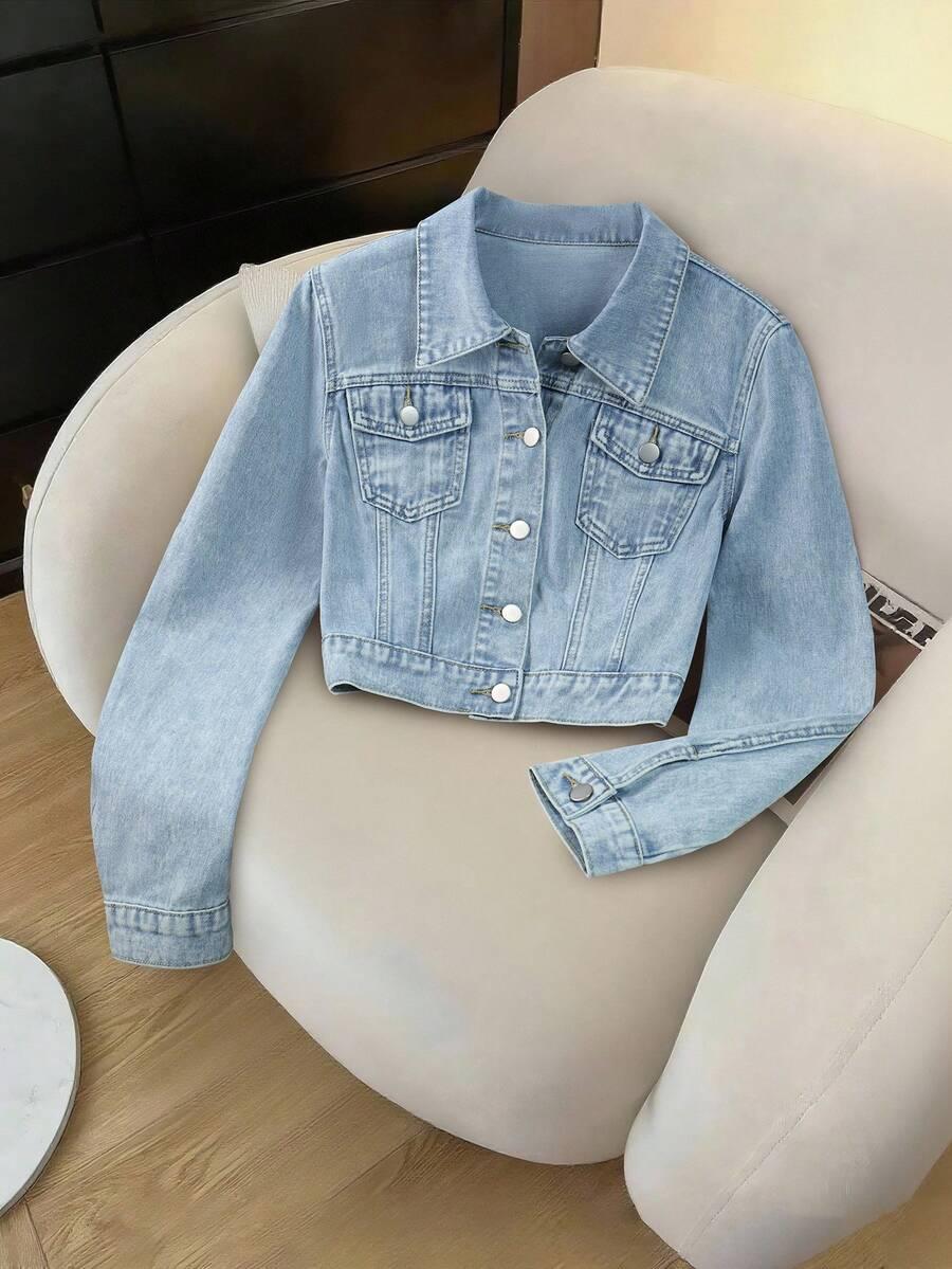 Light Wash Cropped Denim Jacket