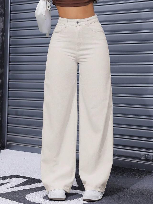 women loose fit wide leg casual denim pants