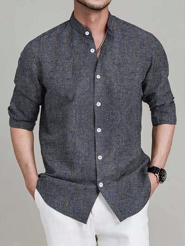 calvornis loose fit solid color button-up long sleeve shirt