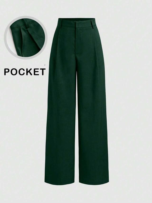 minimalist navy blue wide leg suit trousers