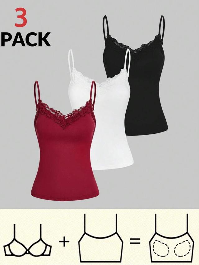 white lace trim camisole tank top