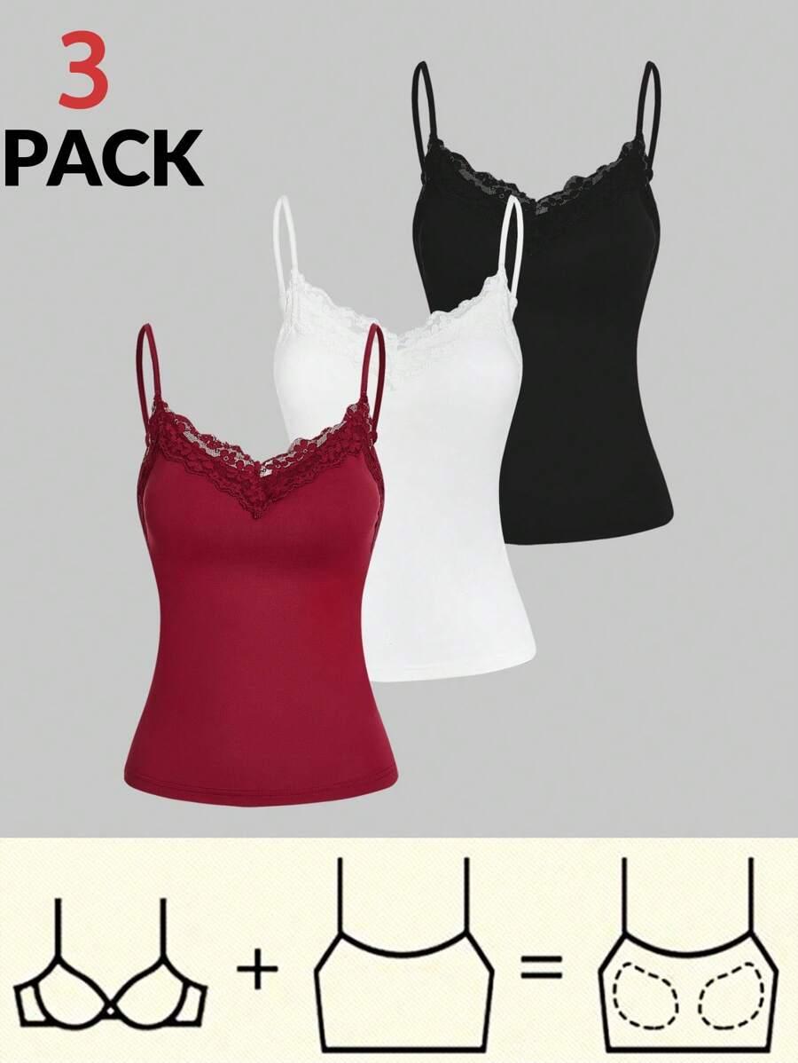 white lace trim camisole tank top