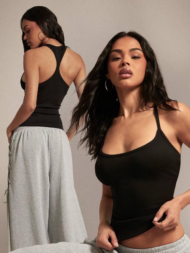 black racerback ribbed cotton camisole