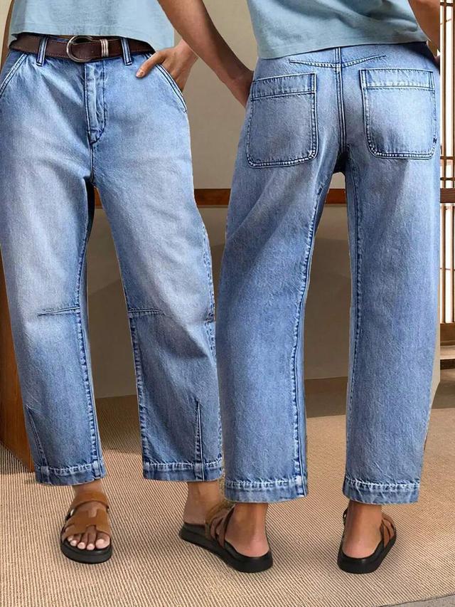 women's light wash tapered mom denim jeans
