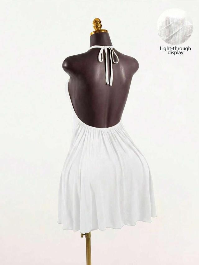 white halter neck mini dress