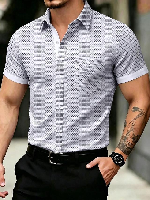 men's short sleeve printed business shirt