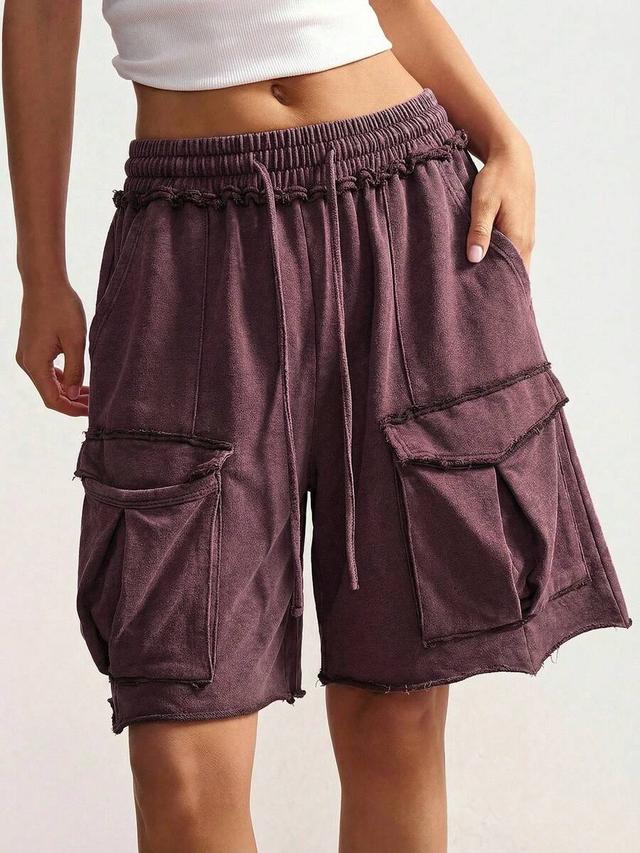 bohemela boho casual drawstring waist cargo shorts