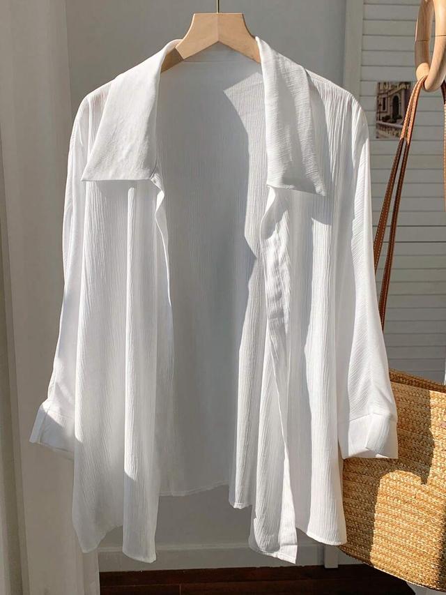 comfortcana spring white solid batwing sleeve shirt