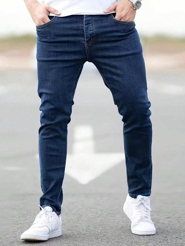 men's casual distressed slim fit stretch denim jeans
