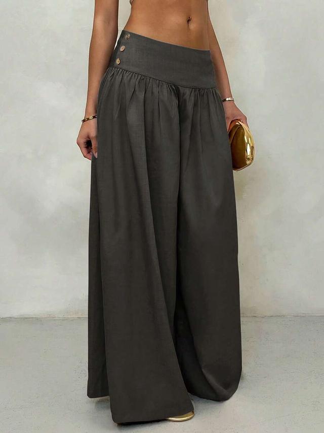 glamine vintage low-waist wide-leg charcoal gray trousers
