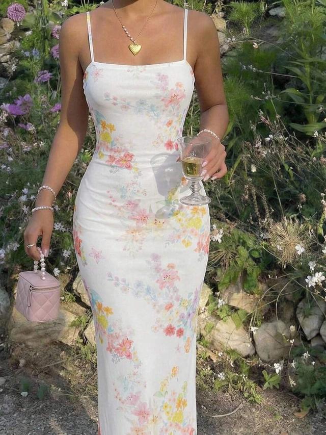 white floral midi slip dress