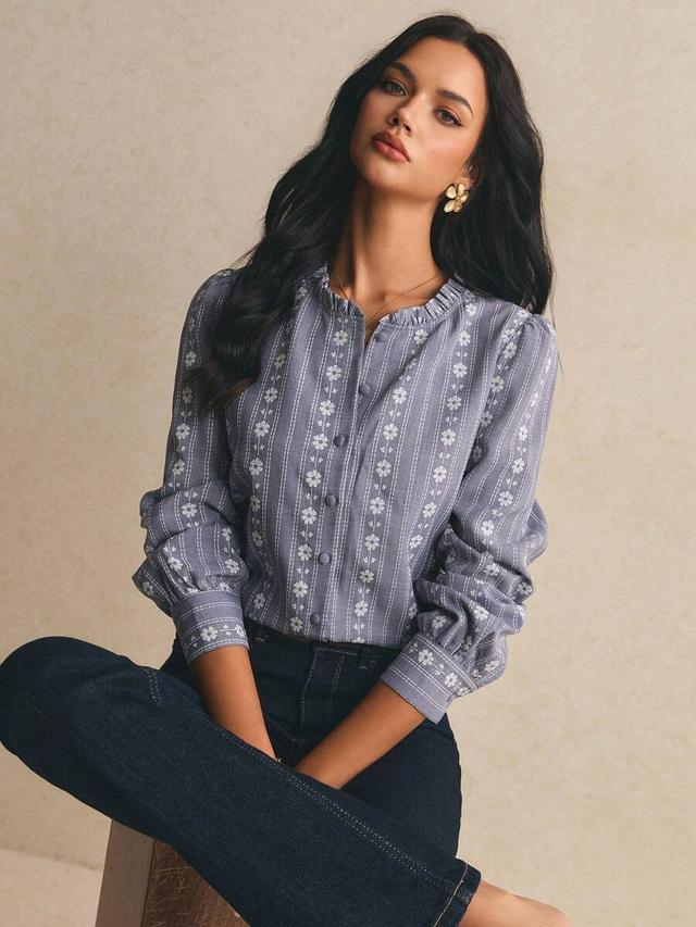 poéselle women's long sleeve printed sweet elegant blouse