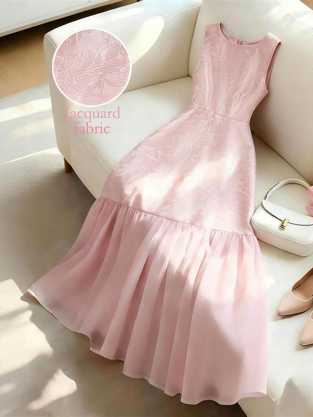 gloweve elegant jacquard patchwork sleeveless dress