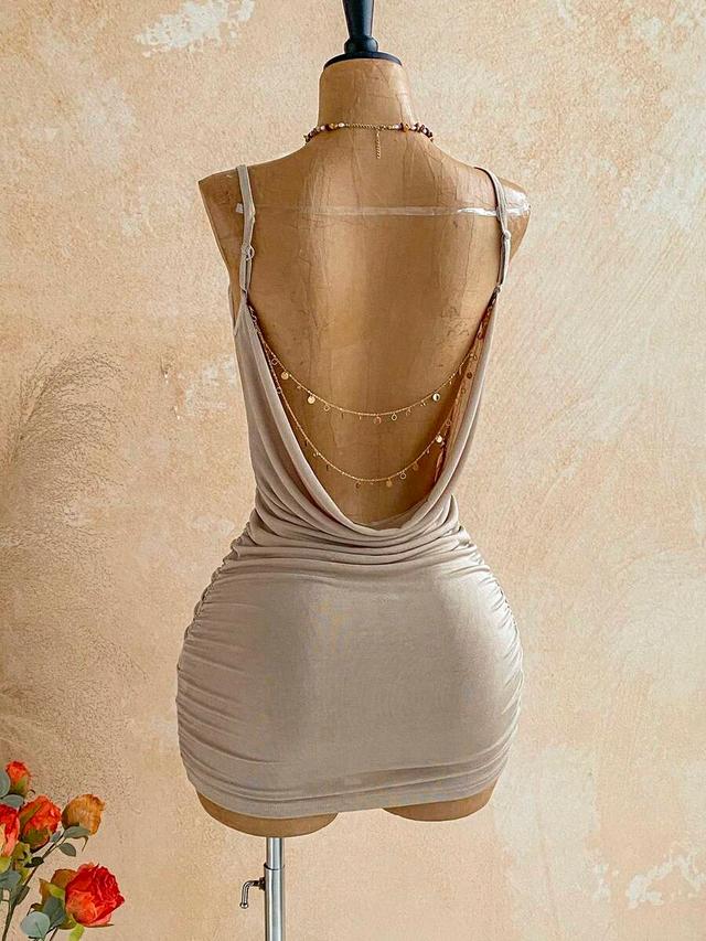 soleia women's chain decor backless camisole mini dress