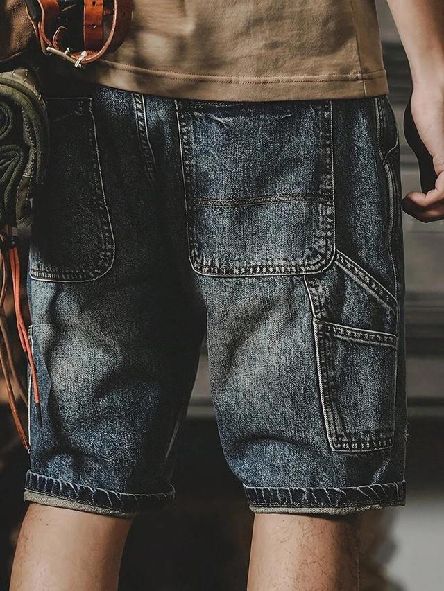 men's slim fit cargo denim shorts