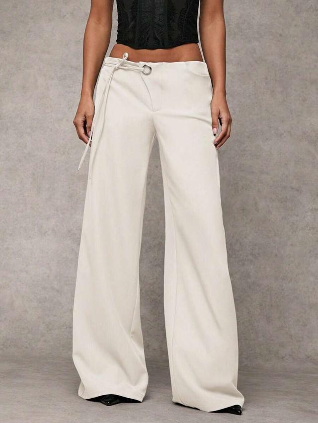 solid color high-waist wide leg relaxed trousers