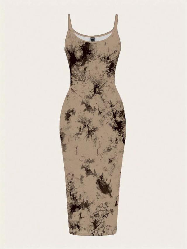 tie-dye print bodycon slip dress