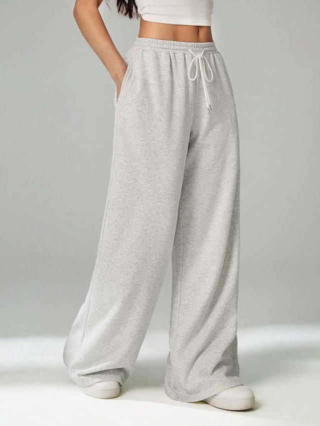 grey heather wide-leg elastic waist sweatpants