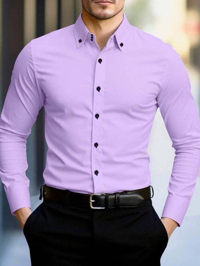 lavender long sleeve button down formal shirt