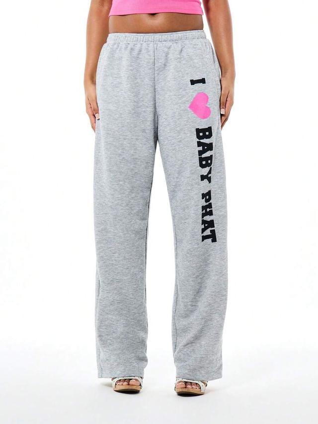 grey cotton graphic logo casual sweatpants