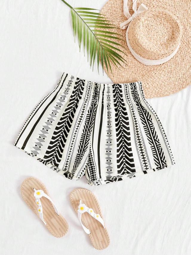 retro printed casual vacation shorts