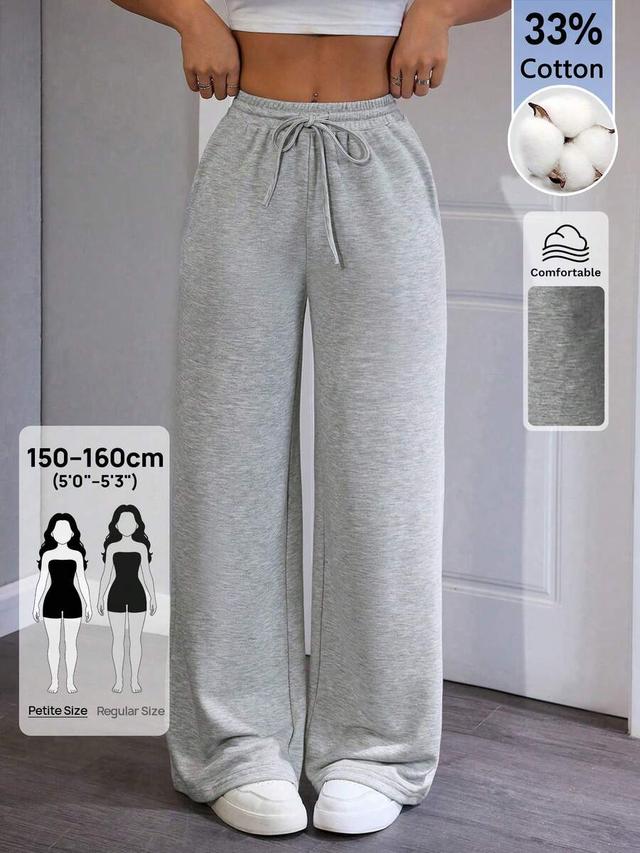 gray solid color knitted wide-leg sweatpants